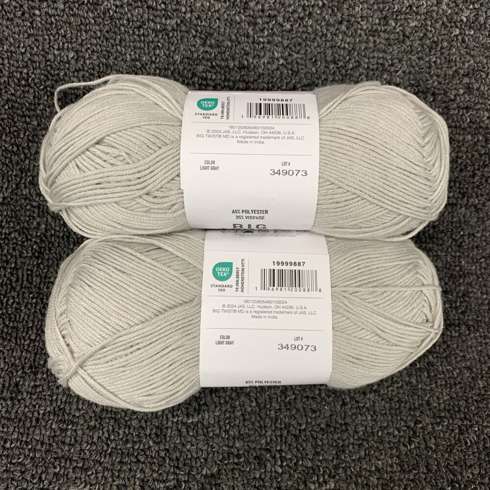 Lot Of 2 Big Twist Baby Bunny Light Gray Yarn 3.5 oz 284 yds Ea Super Fine Rare - Picture 4 of 5